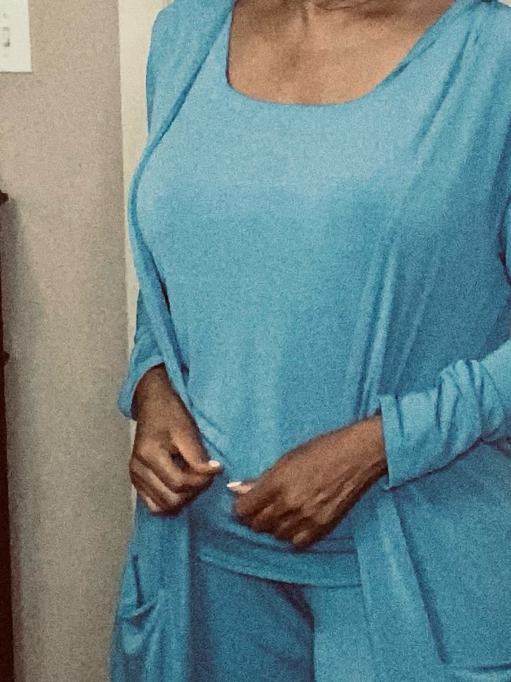 Women’s Blue Cozy Lounge Set - Lightweight Cardigan & Tank